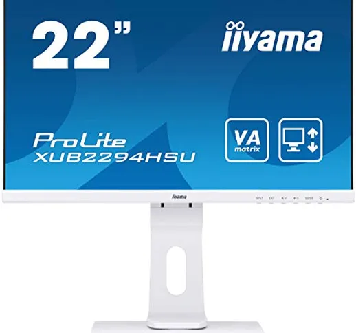 iiyama ProLite XUB2294HSU-W1 54.6 cm, 21.5 Pollici, VA LED-Monitor Full-HD, VGA, HDMI, Dis...