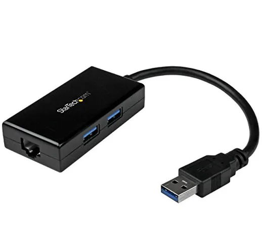 STARTECH.COM Adatattore USB 3.0 a Ethernet Gigabit con Hub USB a 2 Porte Incorporato