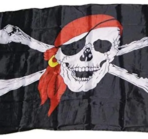 R&F srls Bandiera Pirati Bandana Rossa Tessuto Misura Standard 90 X 150 cm