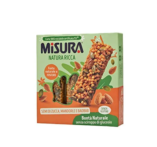 Misura Barrette di Cereali Natura Ricca con Fosforo Gialla, 3 x 25g