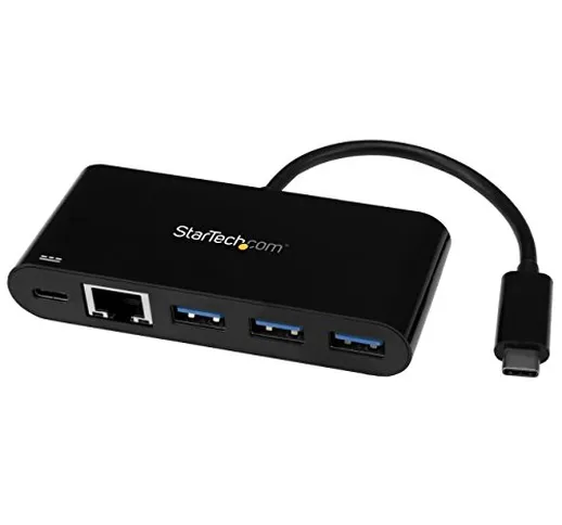 StarTech.com Adattatore di rete USB-C a Ethernet a 3 porte - Hub USB 3.0 con Power Deliver...