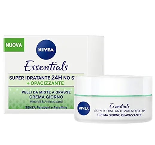 Nivea Essentials Super Idratante 24H Opacizzante, Crema Giorno Viso per Pelli da Miste a G...