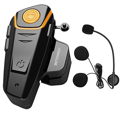 Interfono Moto Bluetooth BETOWEY BT-S2 Auricolari Bluetooth Casco Moto - Singolo, Microfon...