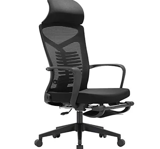 SIHOO Sedia da ufficio ergonomica, sedia da scrivania reclinabile con supporto lombare reg...
