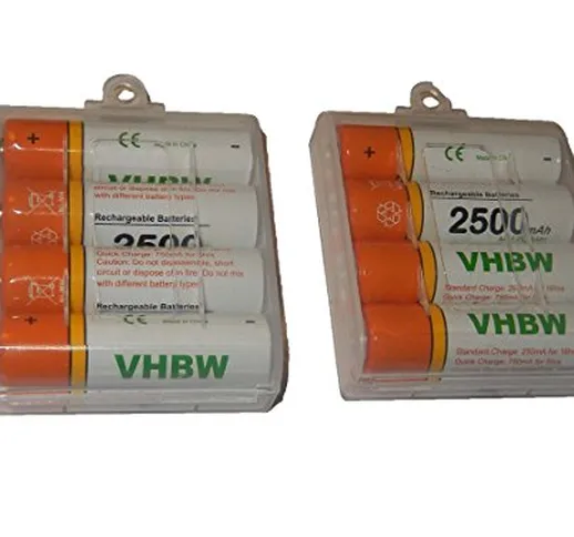 Batteria VHBW 8 x AA, Mignon, HR6, LR6 2500mAh per Kodak Fun Saver, PixPro AZ251, FZ41, FZ...