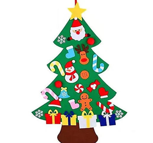 XONOR Albero di Natale in Feltro Fai da Te con Ornamenti per Bambini, Regali di Natale, De...