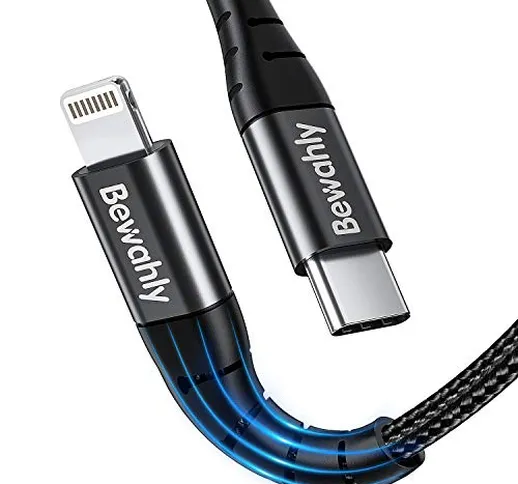 Bewahly Cavo USB C a Lightning 1.2M [Certificato Apple MFi] Nylon Power Delivery Ricarica...