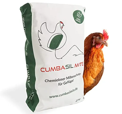 Cumbasil Mite antiacaro per polli 25kg, polvere antiacaro, bagno a secco, protezione antia...