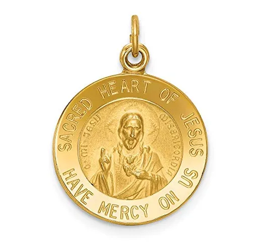 DIAMOND2DEAL da donna in oro giallo 14 K sacro cuore di Gesù medaglia ciondolo