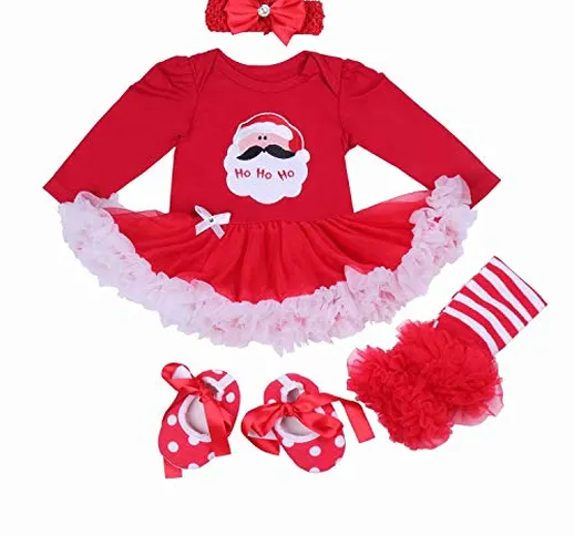 BabyPreg neonate il mio primo Natale Babbo costume del partito del vestito 4PCS (6-9 Mesi,...