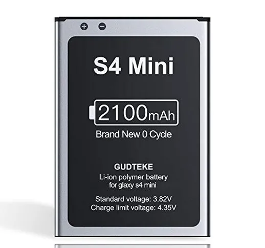 GUDTEKE - Batteria agli ioni di litio per Samsung Galaxy S4 Mini, 2100 mAh, ricambio per S...