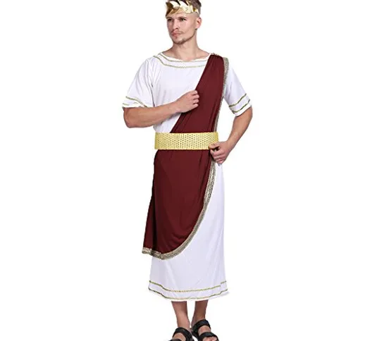 EraSpooky Uomo Augustus Costume Romano Giulio Cesare Vestito Adulto Toga Vestaglia