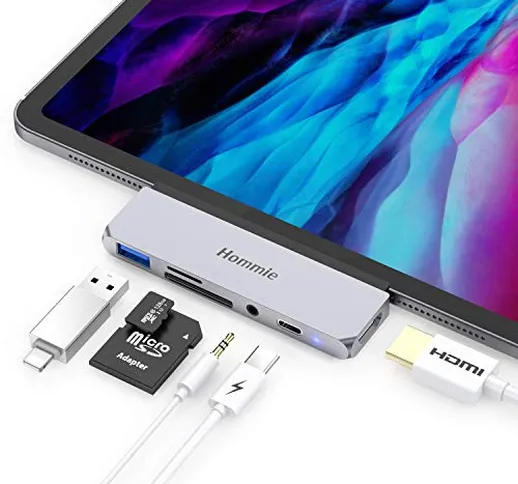 Hommie 6 in 1 Hub per iPad Pro, USB C HUB per iPad Pro 11/2020/12.9 3rd/ 2018, con 4K HDMI...