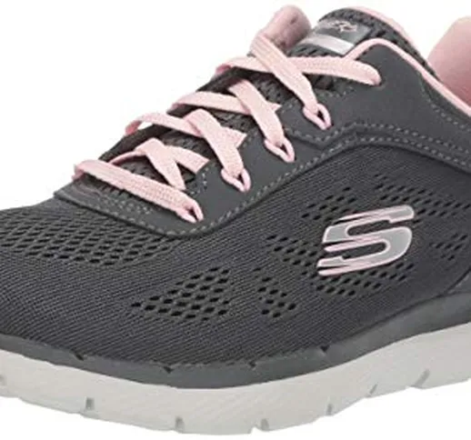 Skechers Flex Appeal 3.0-Moving Fast, Sneaker Donna, Grigio (Charcoal Mesh/Duraleather/Pin...