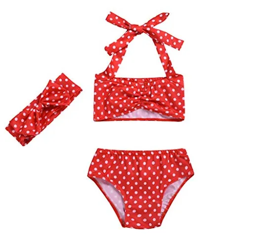 Jimmackey Costumi Bagno Neonata Bambina Ruched Bikini Set Costumi da Bagno Stampa DOT Bow...