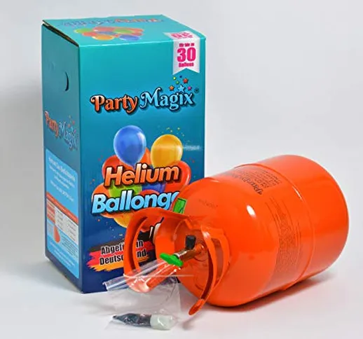 PartyMagix - Bombola Gas Elio per gonfiare circa 30 Palloncini Usa e Getta Monouso contene...