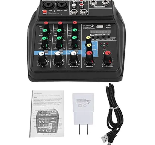 Mixer audio, mixer stereo multiuso da 100~240 V, DJ a 4 canali per la produzione di musica...