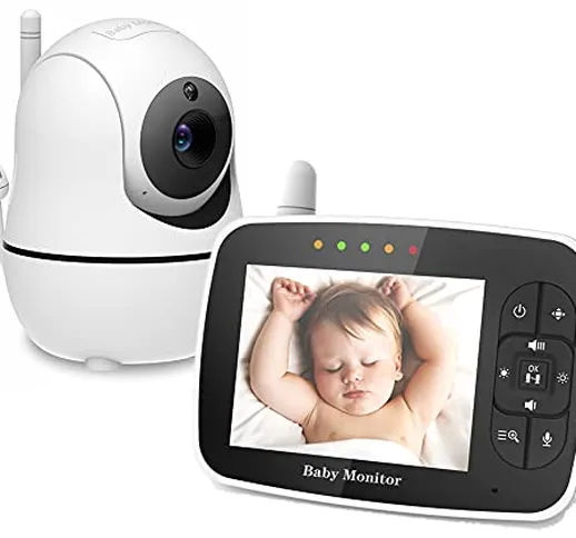 Flybiz Baby Monitor Video, con Schermo a Colori LCD 3.5", Portata 984ft, Infrarossi Night...