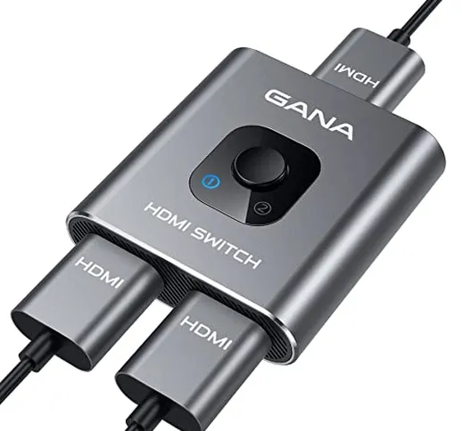 GANA HDMI Switch HDMI Splitter 4K@60Hz,Sdoppiatore HDMI Bidirezionale 2 Ingresso a 1 Uscit...