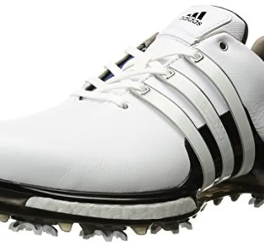 adidas Men's TOUR 360 2.0 Golf Shoe, White/Black, 7 M US