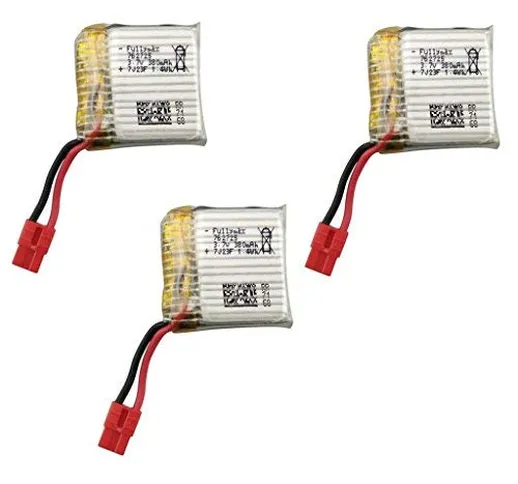 YUNIQUE ITALIA 3 Pezzi Batteria di Ricambio 3.7V 380mAh Li-Po per Quadricottero RC Drone S...