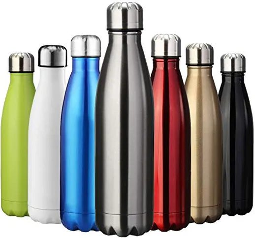 ZUSERIS Water & Borraccia Sportiva Termica in Acciaio Inox Thermos a Doppia Parete per Est...