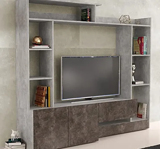 Milani Home s.r.l.s. Parete attrezzata Porta TV Soggiorno Moderna di Design 180 x 28/40 x...