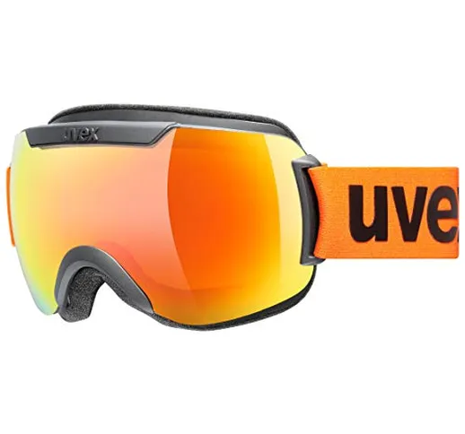 uvex Downhill 2000 CV, Maschera da Sci Unisex Adulto, Black Mat/Orange-Orange, one size