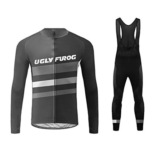 Uglyfrog Invernale Termico Abbigliamento Ciclismo da Uomo,Maglia Manica Lunga+Pantaloni Lu...