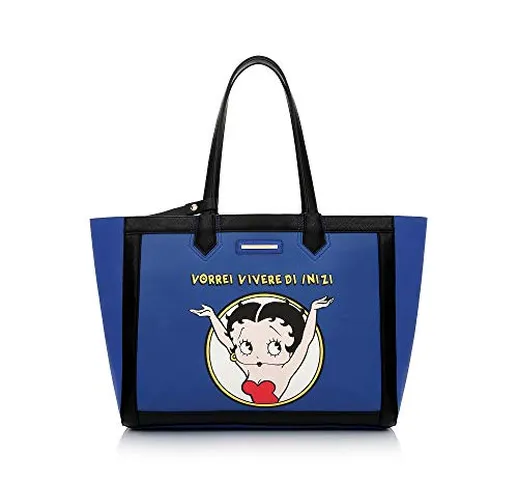 LE PANDORINE Donna Borsa BB Pop Reversible Bag INIZI BLU/NERO PE19DBY0235004 39x30x15 cm