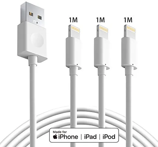 GlobaLink MFI Cavo iPhone [3Pack 1m], Cavo Lightning-Certificato Apple MFi-Cavo Apple Comp...