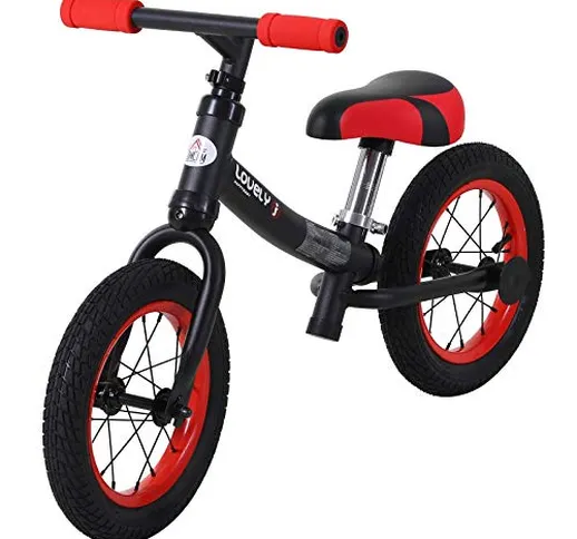 benzoni Bicicletta Pedagogica per Bambini 10" Senza Pedali Nera e Rosso