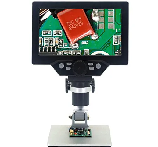 Emebay - Microscopio digitale HD LCD da 7 pollici, batteria ricaricabile integrata, micros...