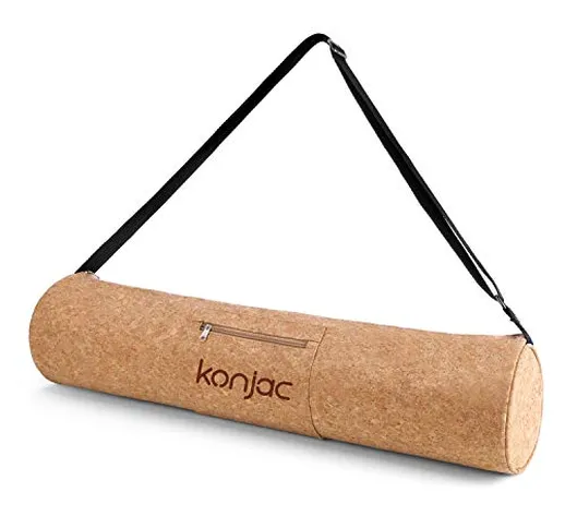 konjac Yoga Borsa in Sughero, Mat Bag Carrier Borse in Cork con Tasche per Sacca, Cinghia...