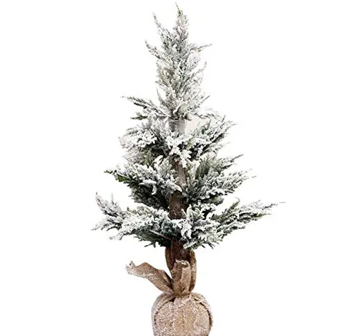 Ncloyn Materiale PVC Albero di Natale Artificiale, Innevato Bianco Naturale Abete Albero P...