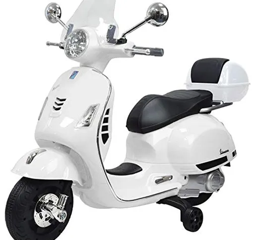 Moto elettrica per Bambini Vespa Piaggio GTS con Bauletto 12V Bianca