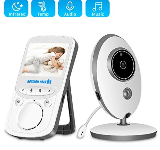 TSAR003 Baby Monitor Security Camera Motion Tracker Audio Bidirezionale, 8 Ninne Nanne E B...