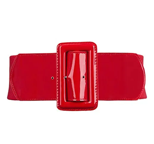 Cintura con Fibbia Diversi Colori per Vestiti da Donna M Rosso