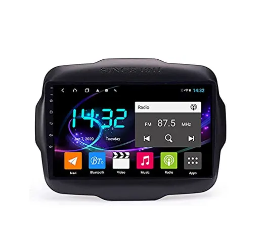 Android 10.0 Autoradio Sat Nav Radio per Jeep Renegade 2014-2020 Navigazione GPS 2 Din 9''...