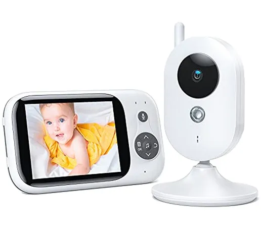 Baby Monitor, Videocamera Babyphone con VOX Notturna Visione di Temperatura 8 Ninne Nanne...
