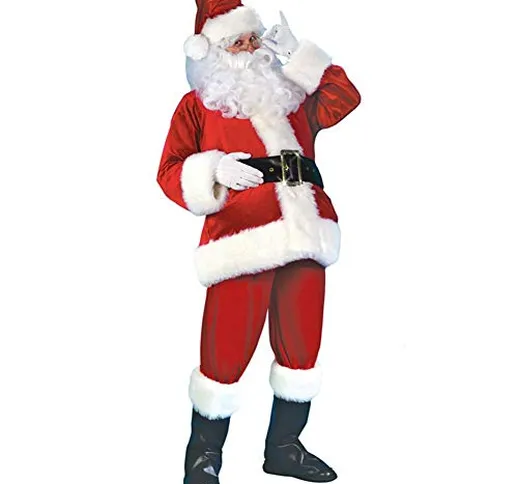Costume da Babbo Natale Deluxe, Costume da Babbo Natale Cosplay per uomo con cappello, bar...