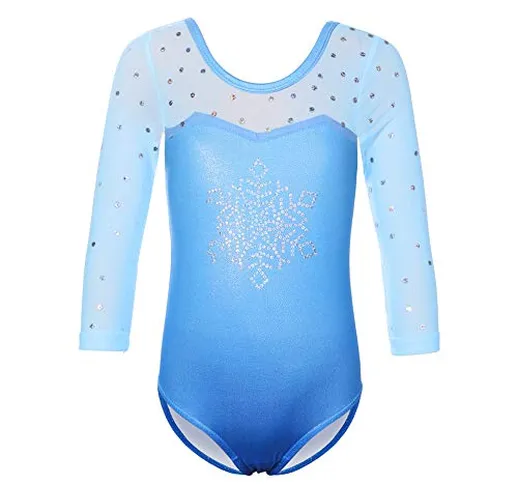 HUAANIUE 3-12Y Ragazze Colorate Arcobaleno Ginnastica Body Manica Lunga Balletto Costumi d...