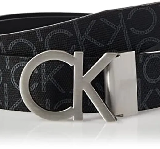 Calvin Klein CK Rev.adj. New Mono Belt 3.5cm Cintura, Nero (Black Monogram 0gj), 10 (Tagli...