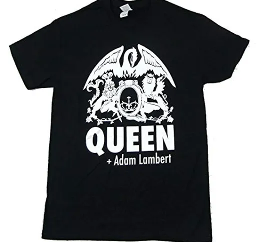 Queen Adam Lambert Crest Black T Shirt New a Band Merch