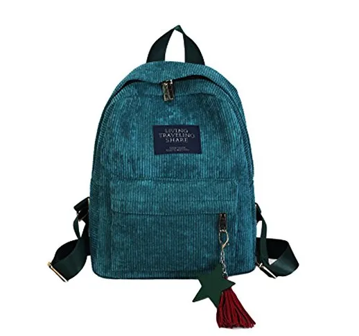 BHYDRY donna moda tela nappa scuola borse viaggio zaino borsa(25cm*9cm*32cm,Verde)