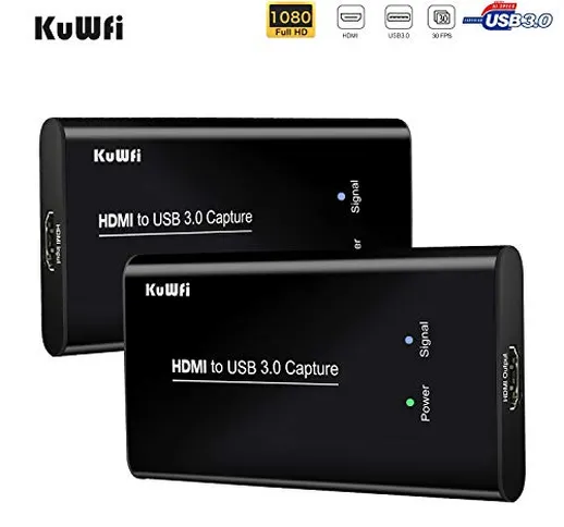 KuWFi - Scheda di acquisizione video HD, 1080p HDMI Video Recorder USB 3.0 HD Video Captur...