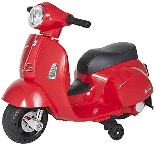 homcom Moto Elettrica per Bambini con Licenza Ufficiale Vespa Batteria 6V, Fari e Clacson,...