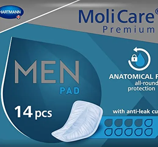 MoliCare Premium MEN PAD, assorbente per incontinenza uomo, vescica debole, forma a V, 4 g...