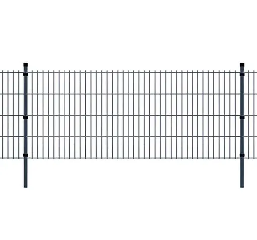 vidaXL Set 7 Pannelli di recinzione 2D giardino con pali 2008x830mm 14 m grigio