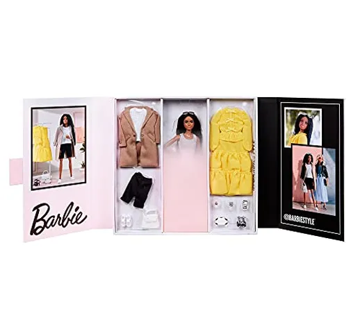Barbie- Bambola Barbie Style Afroamericana con Capelli Treccine Lunghe e Nere e Tanti Acce...